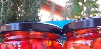 Hausgemachte Käse, saurer Salat und Kompott