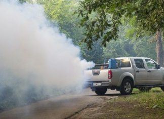 Mückenbekämpfung am Soltvadkerter See in der Nacht 17-18. Juni